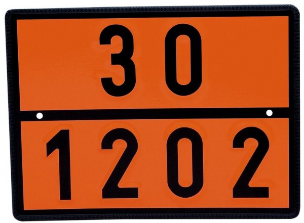 SIGNUM Warntafel Einstofftafel mit Ziffern 30/1202 für Heizöl und Diesel, starr, verzinktes Stahlblech, E7000