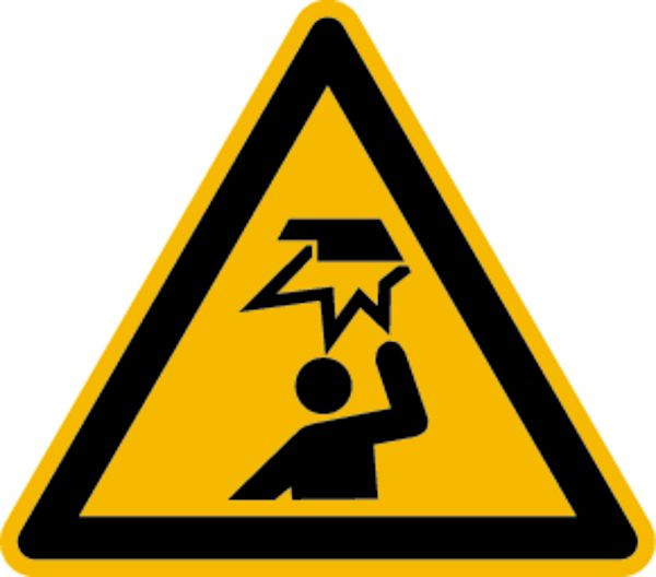 Schilder Klar Warnzeichen Warnung vor Hindernissen im Kopfbereich DIN EN ISO 7010-W020, 200 mm Folie selbstklebend, 3220/62