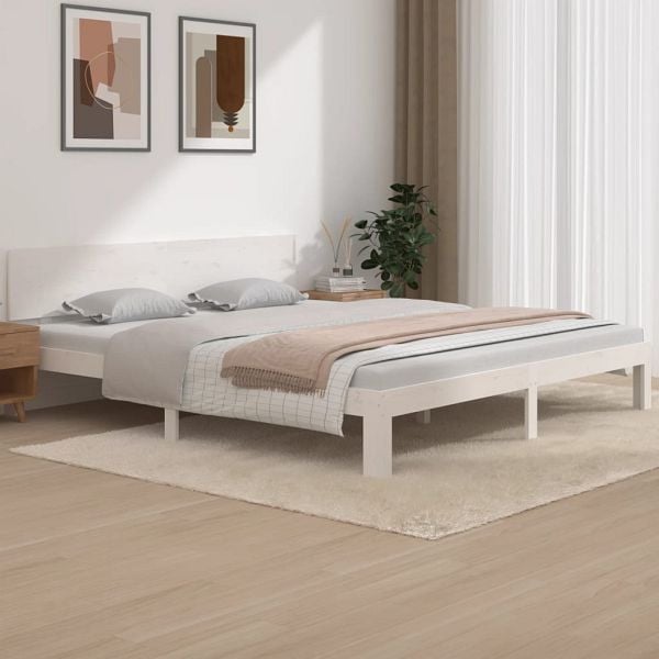 vidaXL Massivholzbett Weiß 180x200 cm, Material: Kiefer-Massivholz, 810511