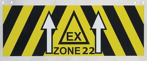DENIOS Zonenkennzeichnungsschild aus Edelstahl, 270 x 110 mm, Ex-Zone 22, 217916