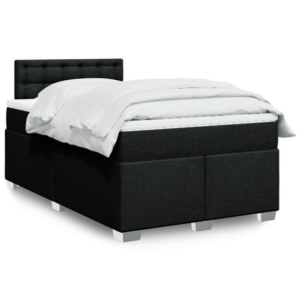 vidaXL Boxspringbett mit Matratze Schwarz 120x190 cm Stoff, 3288143