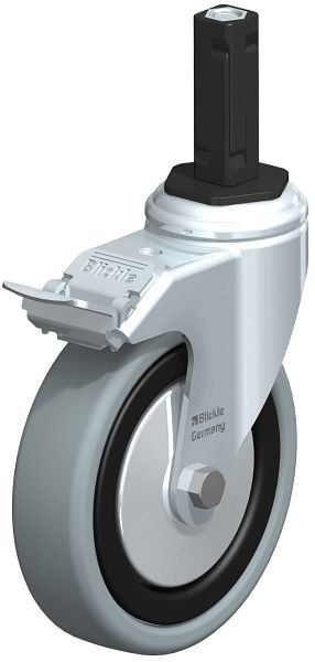 Blickle LKRA-VPA 126G-11-FI-FA-EV12 Apparate-Lenkrolle mit Expander & Feststeller, Vollgummi, Grau, 848351