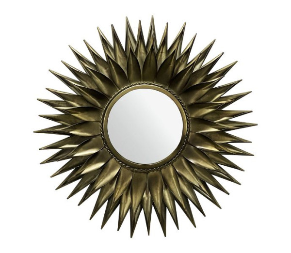 Wohnling Wandspiegel Sonne 74cm Metall Design Hängespiegel Messing Antik, Eisen Dekospiegel Rund, Spiegel Wand Groß, WL7.097