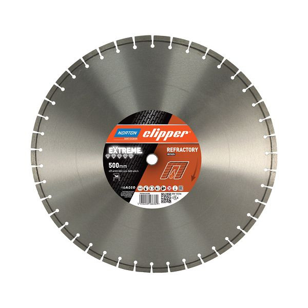 Norton Clipper Scheibe Extreme RC525 Silencio Ø450 x 25,4 Lärmgedämpfte Scheibe für feuerfeste Materialien, lasergeschweißte Segmente, 70184629538