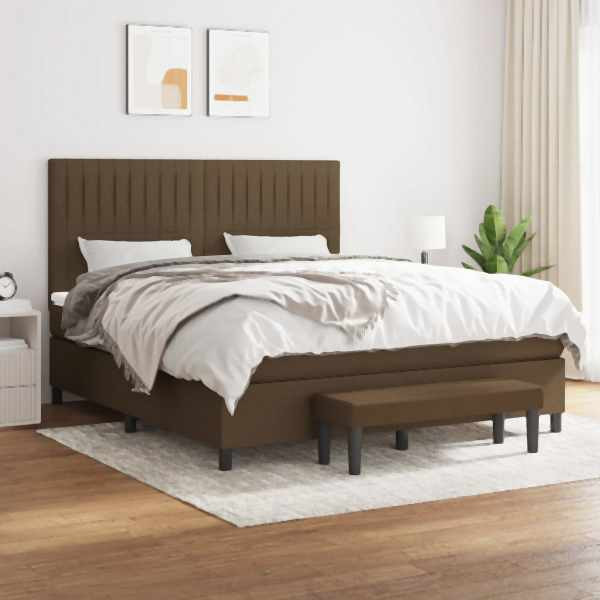 vidaXL Boxspringbett mit Matratze Dunkelbraun 160x200 cm Stoff, 3136768