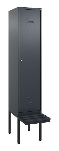 C+P Umkleidespind Classic PLUS, 2120x400x815mm, 7016/7016, Zylinderschloss, je 2 Doppel-Haken, 0800407-12F S10027