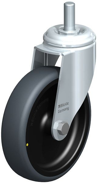 Blickle LKRA-TPA 126G-ELS-GS12 Apparate-Lenkrolle mit Gewindestift, Thermoplastisches Gummi-Elastomer, Grau, 741769