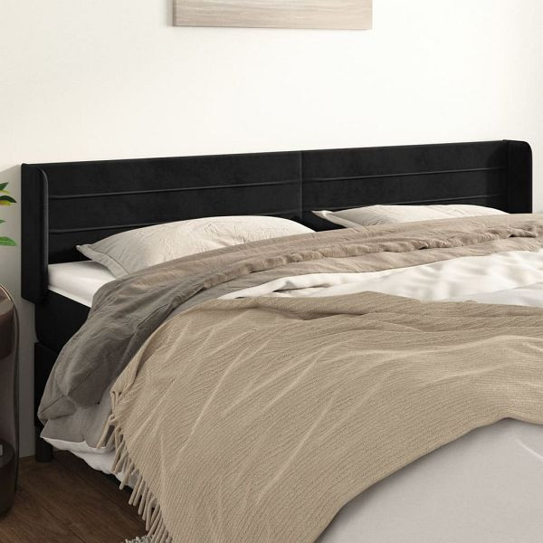 vidaXL Kopfteil mit Ohren Schwarz 183x16x78/88 cm Samt, 3118970