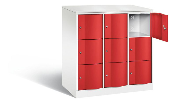 C+P XL-Schließfachschrank Resisto, H1255xB1148xT640mm, Farbe: Verkehrsweiß / feuerrot, 8573-373 S10174