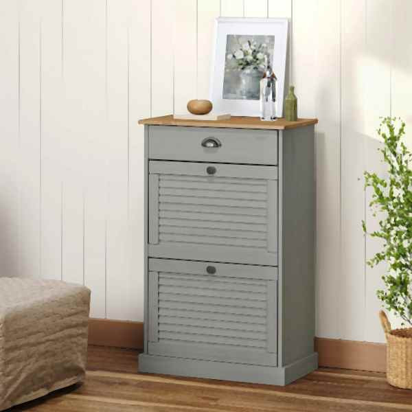 vidaXL Schuhschrank VIGO 60x35x96 cm Grau Massivholz Kiefer, 353171