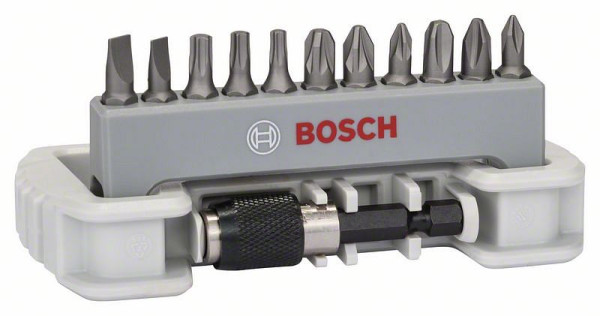 Bosch Schrauberbit-Set Extra-Hart, 11-teilig, PH, PZ, T, S, 25 mm, Bithalter, VE: 12 Stück, 2608522130