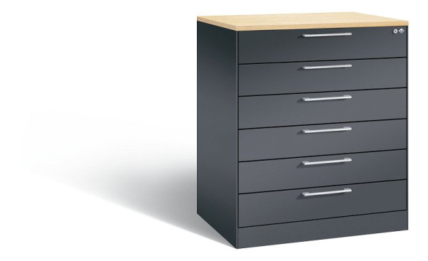 C+P Karteischrank Asisto, H1010xB800xT600mm, Farbe: Schwarzgrau, Bügelgriff, 146243-624 S10041