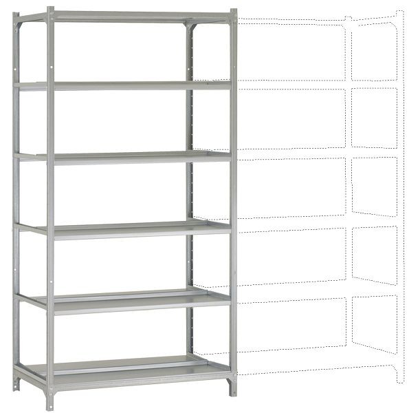 Manuflex Archivdoppel-Grundregal mit 5 Stahlboden-Ebenen, HxBxT = 1900 x 960 x 600 mm, RA2571
