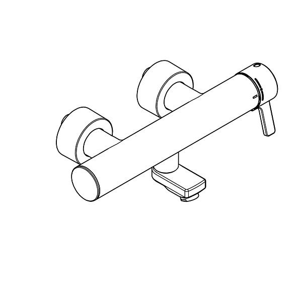 KWC Einhebel-Thermostat, F5, Wandbatterie, thermostatisch gesteuerte Mischkartusche, Messing poliert verchromt, Ausladung 135 mm, 3600003855