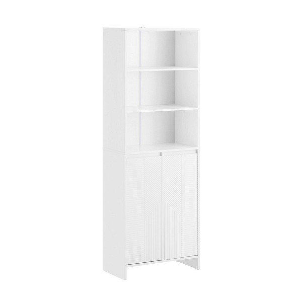 SoBuy Badezimmerschrank mit zwei Türen Weiß 60x30x170 cm, Funktional, BZR155-W