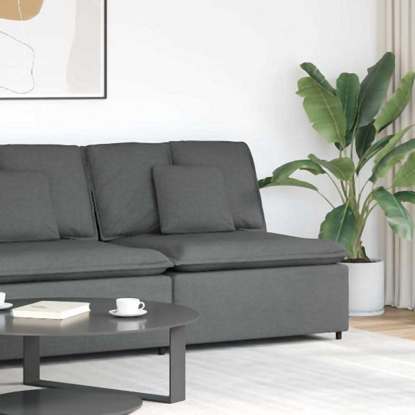 vidaXL Modulares Sofa Mittelmodul mit Kissen Dunkelgrau 100 cm, 4104418