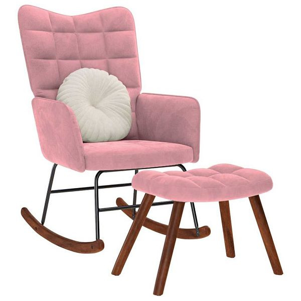 vidaXL Schaukelstuhl mit Hocker Pink Velvet, 4016847, 8721158362728