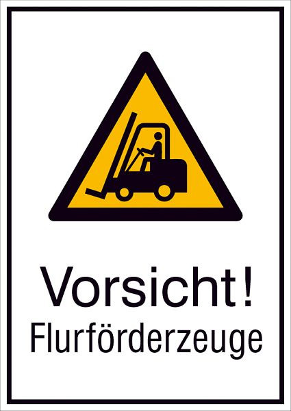 SafetyMarking Warn-Kombischild, Vorsicht! Flurförderzeuge, BxH 13,1x18,5 cm, Aluminium, 51.A8050