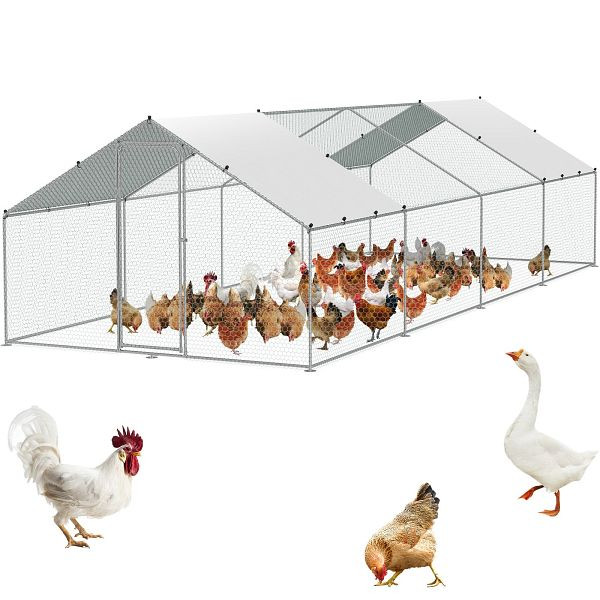 VEVOR Hühnerstall, 3,9 x 7,8 x 2,0 m, begehbar für den Hof mit Abdeckung, mit Turmdach und Sicherheitsschloss für Hinterhof, Bauernhof, BRSJP8X3X2MJ5OMW8V0