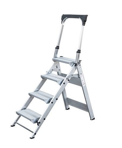 DENIOS Klapptreppe aus Aluminium, mit Haltebügel und 4 Stufen, 274491