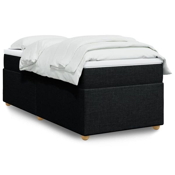 vidaXL Boxspringbett mit Matratze Schwarz 90x190 cm Stoff, 3285340