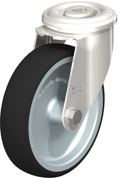 Blickle LEXR-PATH 125G Edelstahl-Lenkrolle mit Rückenloch, Thermoplastisches Polyurethan, Grau, 847102