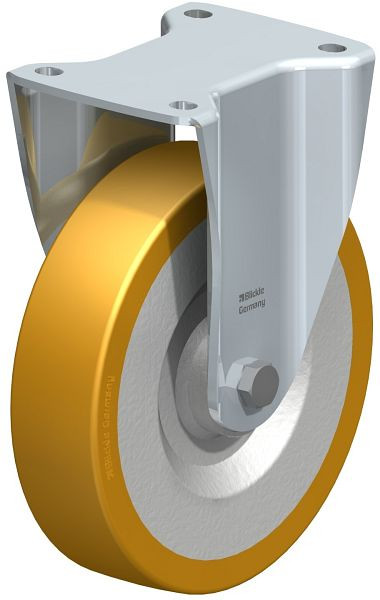 Blickle BH-SETH 200K Stahlblech-Bockrolle, Schwerlast-Ausführung, mit Anschraubplatte, Blickle Extrathane®, Hellbraun, 45369