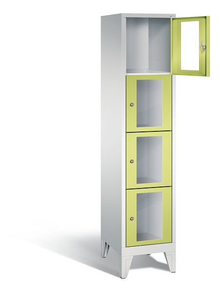 C+P Schließfachschrank Classic, H1850xB420xT500mm, Farbe: Lichtgrau / Viridingrün, 4 Fächer, 8010A124 S10007