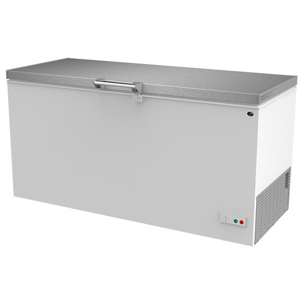 A&S Polarny Tiefkühltruhe mit geschlossenem Edelstahl-Deckel und Beleuchtung, 620 Liter, TTV-620 INOX