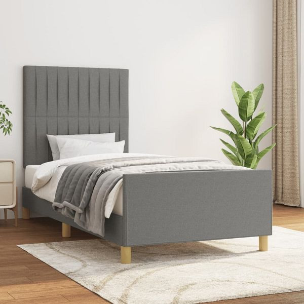 vidaXL Bettgestell mit Kopfteil Dunkelgrau 90x200 cm Stoff, 3125188