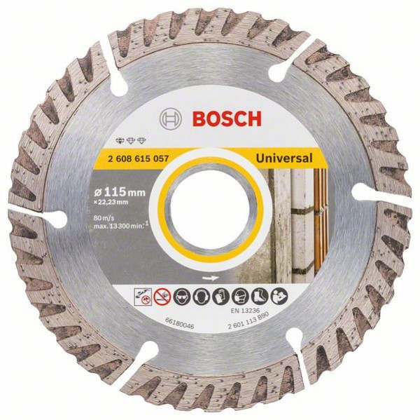 Bosch Diamanttrennscheibe Standard for Universal, 115 x22,23 x 2 x 10 mm, 2608615057