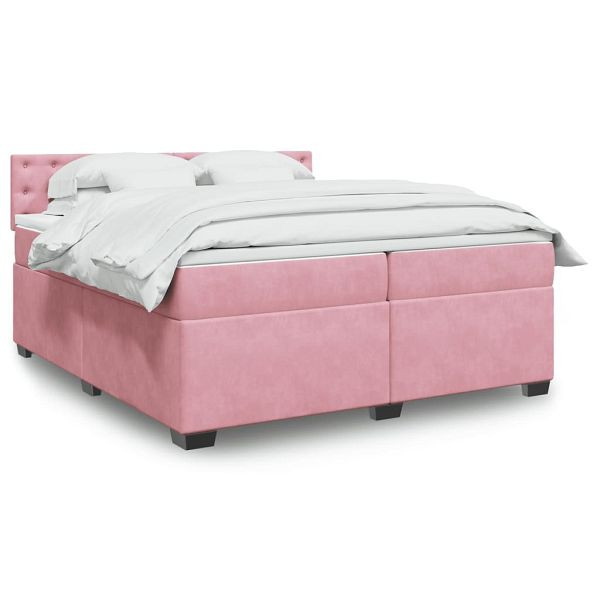 vidaXL Boxspringbett mit Matratze Rosa 200x200 cm Samt, 3288719