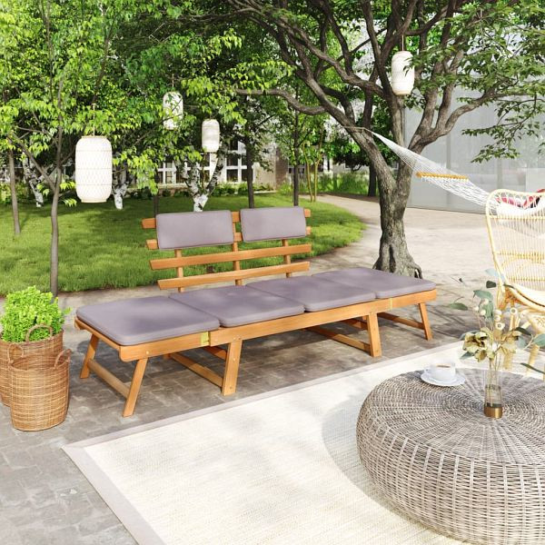 vidaXL 2-in-1 Gartenliege mit Auflage 190 cm Massivholz Akazie, 45960