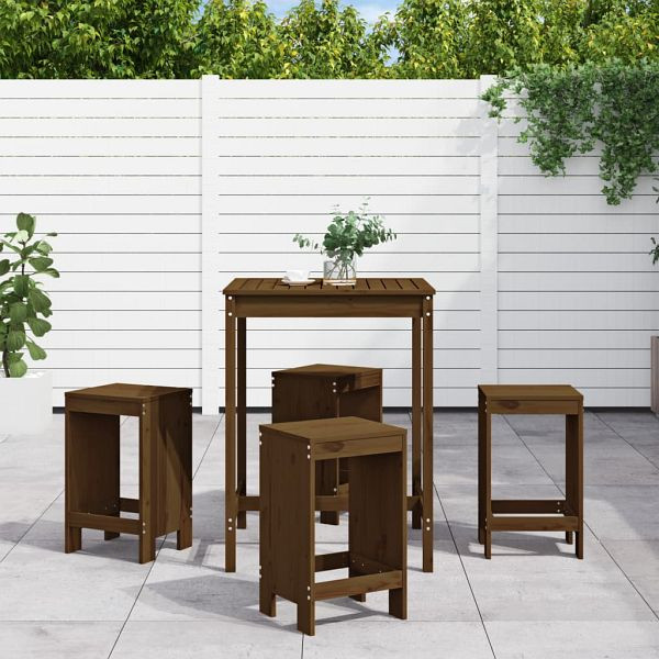vidaXL 5-tlg. Gartenbar-Set Honigbraun Massivholz Kiefer, 3157742