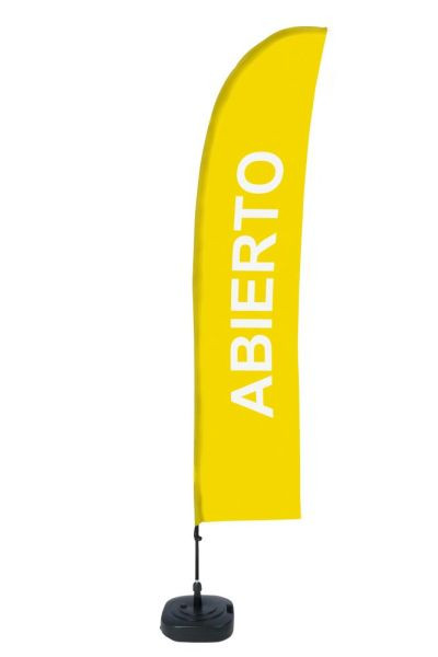 Showdown Displays Beach Flag Budget Wind Komplettset Geöffnet Gelb Spanisch, BFBL-WT21-17-I141