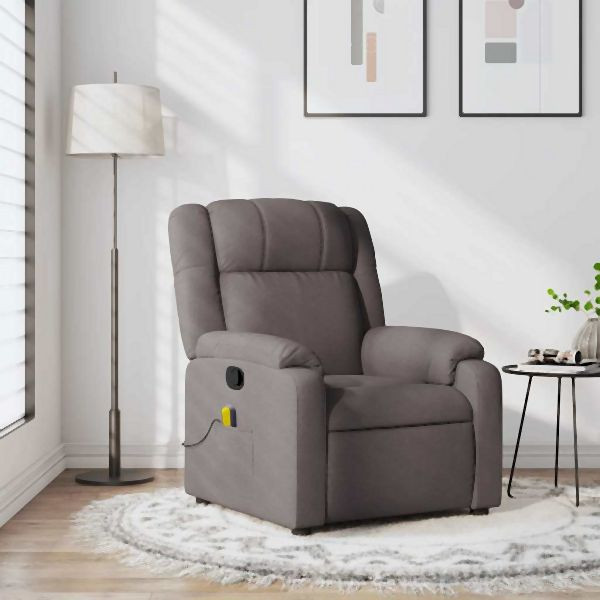 vidaXL Massagesessel Taupe Stoff, Entspannung, Zurücklehnen, 373556