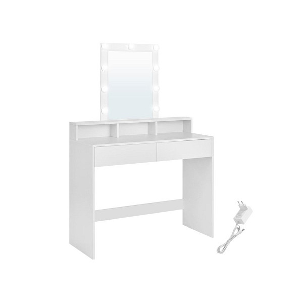 VASAGLE Schminktisch mit LED-Beleuchtung modern weiß, 40 x 100 x 145 cm, B34RDT164W01