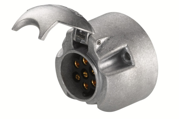 HELLA Steckdose, 7-polig, Stecker: Flachstecker, Metallgehäuse, DIN/ISO: 1724, 8JB 001 941-041