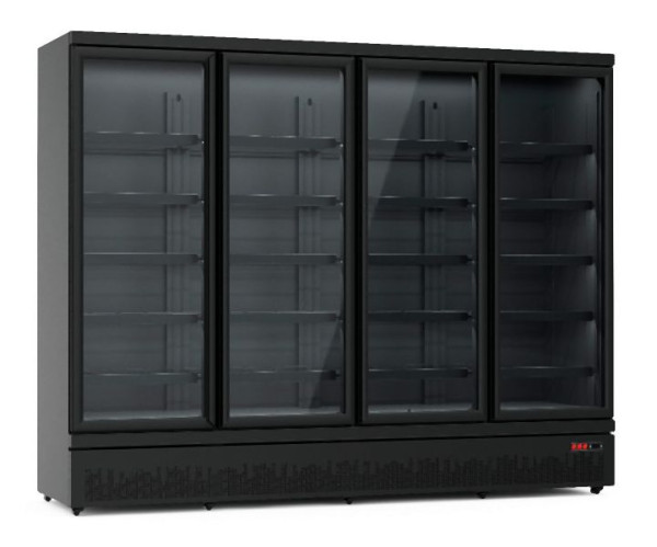 A&S Polarny Flaschenkühlschrank 2000 L, 2500 x 705 x 2050 mm, schwarz, 4 Flügeltüren, KS-2500F