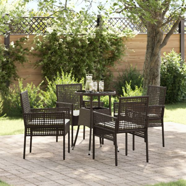 vidaXL 5-teilige Garten Essgruppe Braun Poly-Rattan, 3334944