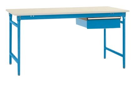 Manuflex Komplett-Beistelltisch BASIS stationär mit Kunststoff-Platte + Einzelschubfach, BxTxH: 1250 x 800 x 780 mm, Lichtblau, BB5247.5012