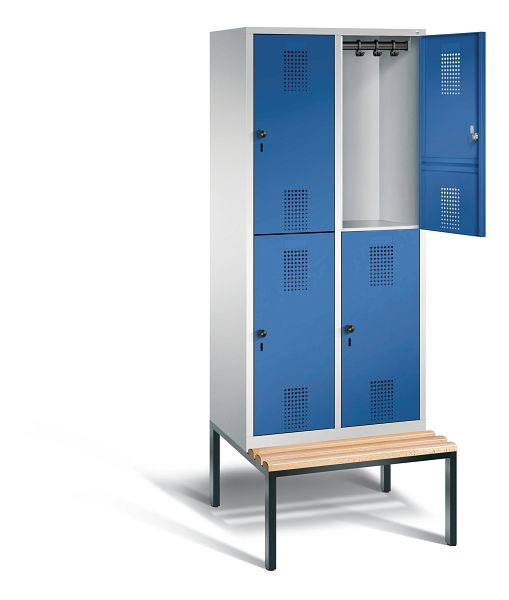 C+P Spind doppelstöckig Evolo, H2090xB810xT815mm, Farbe: Lichtgrau / Enzianblau, 48350-22 S10030