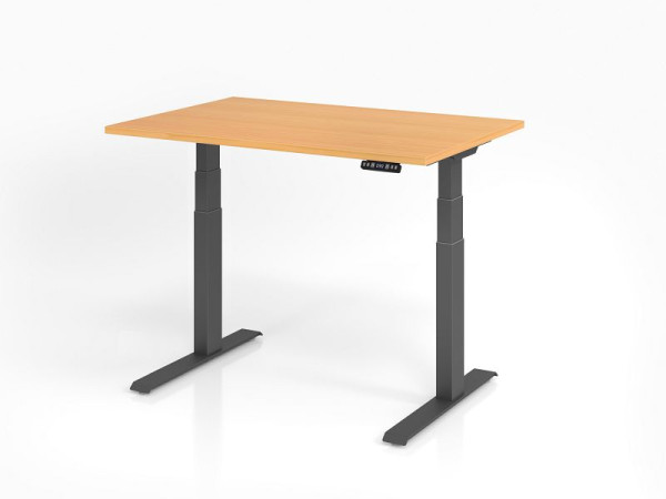 Hammerbacher Schreibtisch XDKB12, 120 x 80 cm, Platte: Buche, 25 mm dick, ABS-Dickkante, Rechteckform, Graphit, VXDKB12/6/G