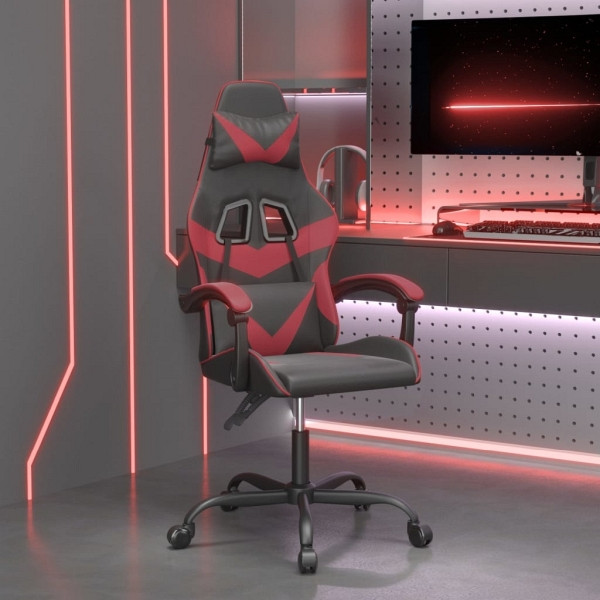 vidaXL Gaming-Stuhl Drehbar Schwarz und Weinrot Kunstleder, 349550