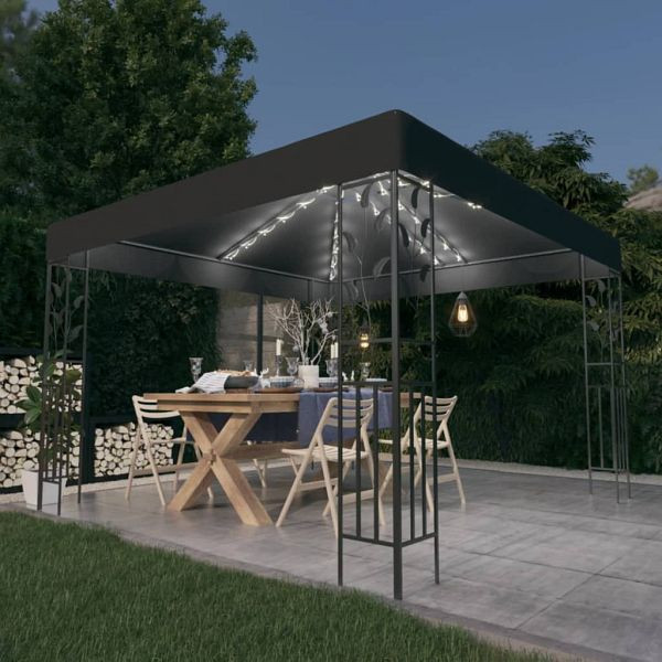 vidaXL Pavillon mit LED-Lichterkette 3x3 m Anthrazit, 3070296