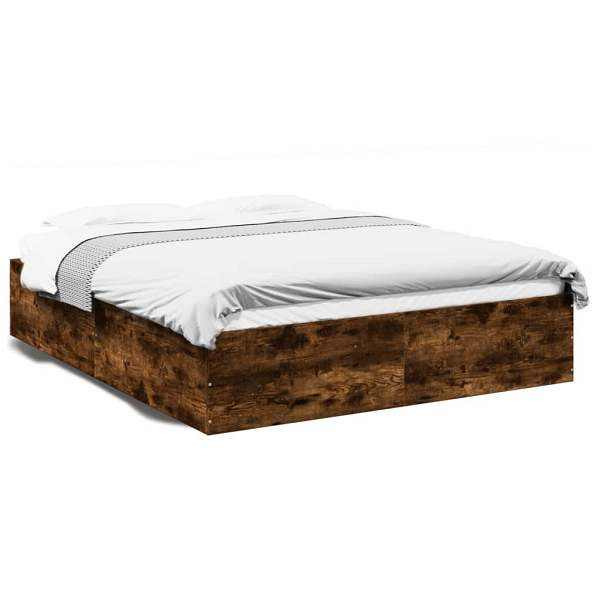 vidaXL Bettgestell Räuchereiche 150x200 cm Holzwerkstoff, 3281011
