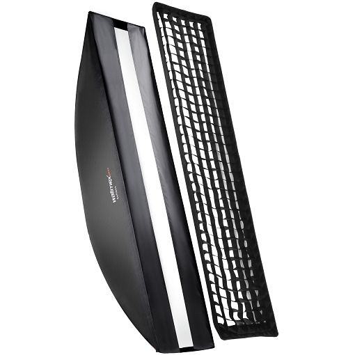 Walimex pro Softbox PLUS Orange Line 40x180, mit Grid und Stripmaske, inkl. Front- und Zwischendiffusor sowie Transporttasche, 1018807