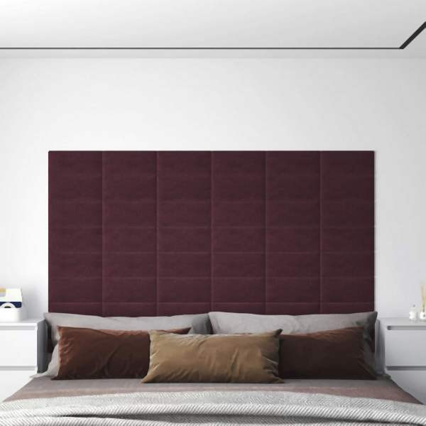vidaXL Wandpaneele 12 Stück Lila 30x15 cm Stoff 0,54 m², 343766
