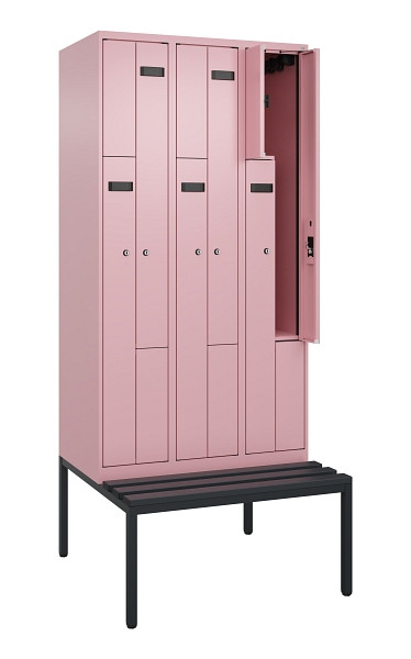 C+P Z-Spind Evolo PLUS, 6 Fächer, 2120x900x815mm, 3015/3015, Zylinderschloss, Material Sitzfläche Kunststoff, Sitzbank, 0490537-306 S10105