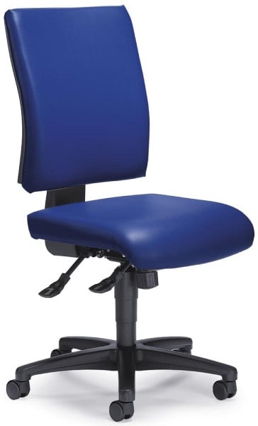 Deskin Bürodrehstuhl COMFORT R SOFTEX ohne Armlehnen, Fußkreuz Polyamid schwarz, Bezug Softex S, Farbe blau, 258326